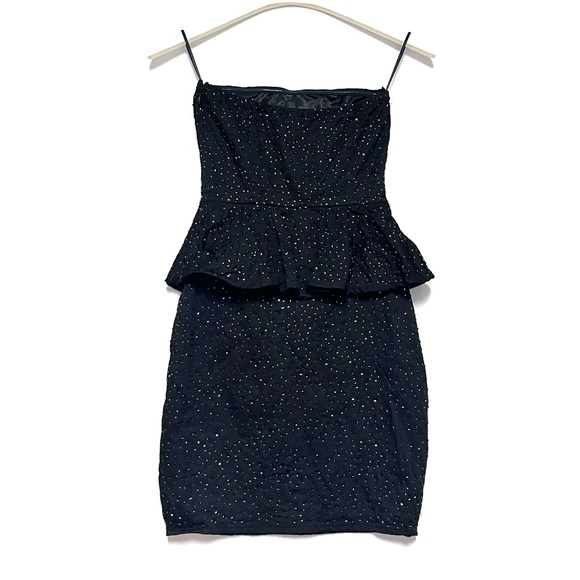Zara Beaded Strapless Peplum Cocktail LBD Dress Size XS MMXII Collection Black - Picture 2 of 11
